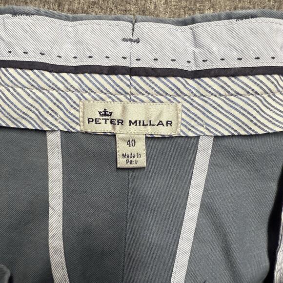 Peter Millar Chino Pants Men 40X28 Blue Straight 100% Pima Cotton Golf Stretch - Picture 2 of 7